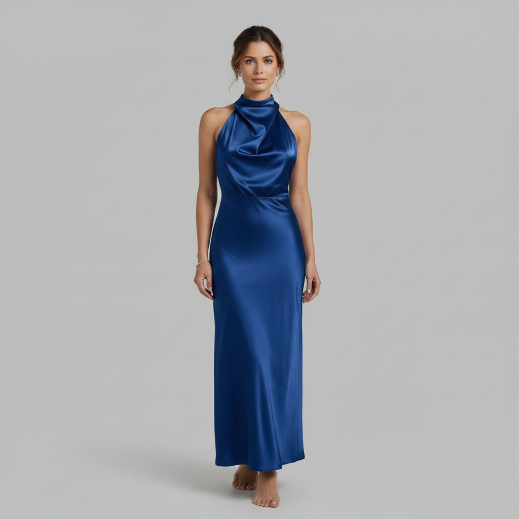 Elegant Halter Midi Dress | Women's Formal Wedding Guest Dress - 10