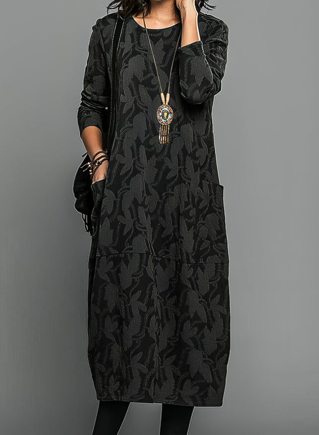Midi Tunic Dress with Subtle Print | Women's Dress - 4