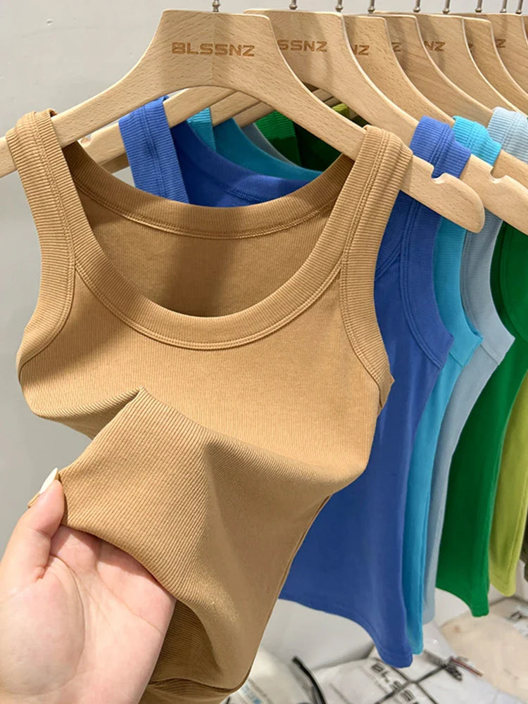 Women's Elastic White Tank Top | Classic Summer Camisole - 11