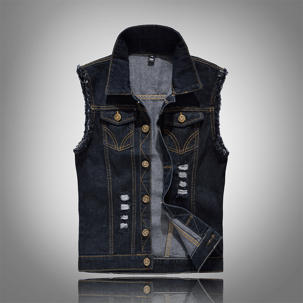 Men's Denim Vest | Sleeveless Gilet with Functional Pockets - 7