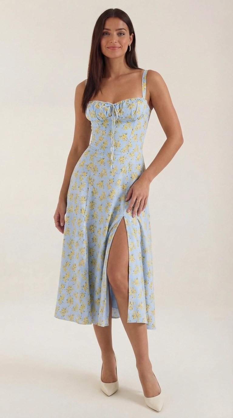 Julia Midi Dress | Floral Wedding Guest Summer Dress for Women - 12