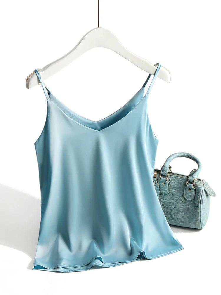 Satin Cami Top | Women's Going Out Tank Top Blouse - 13