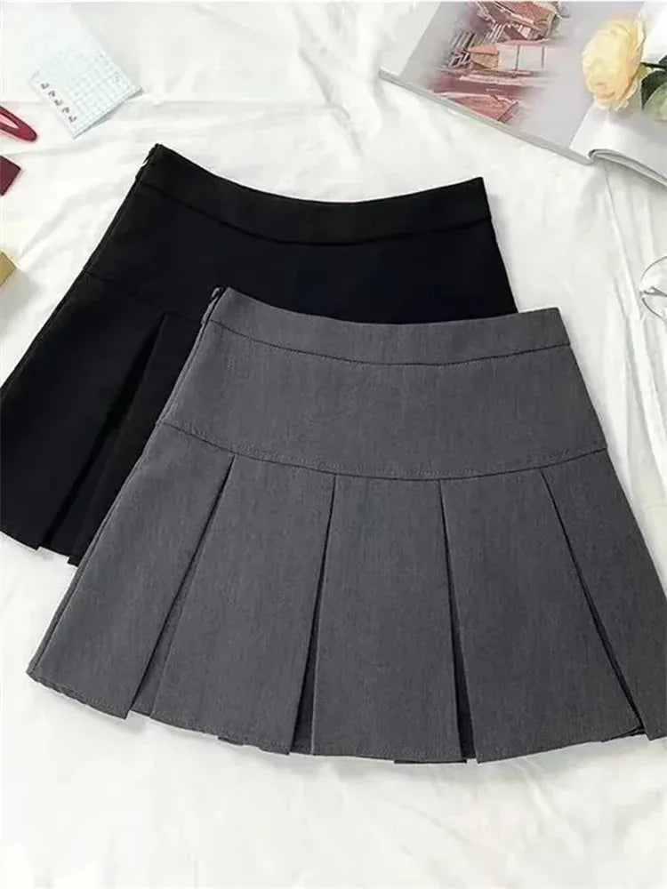 Vintage Gray Pleated Mini Skirt | Women's High Waist Kawaii Skirt - 6
