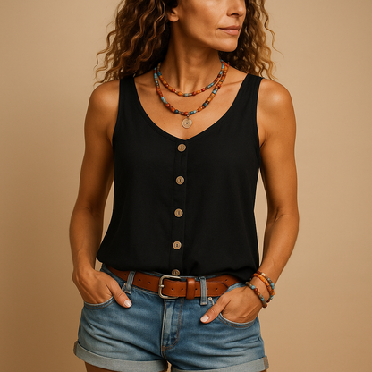 Sleeveless Women's V-Neck Tank Top | Going Out Tops - 4