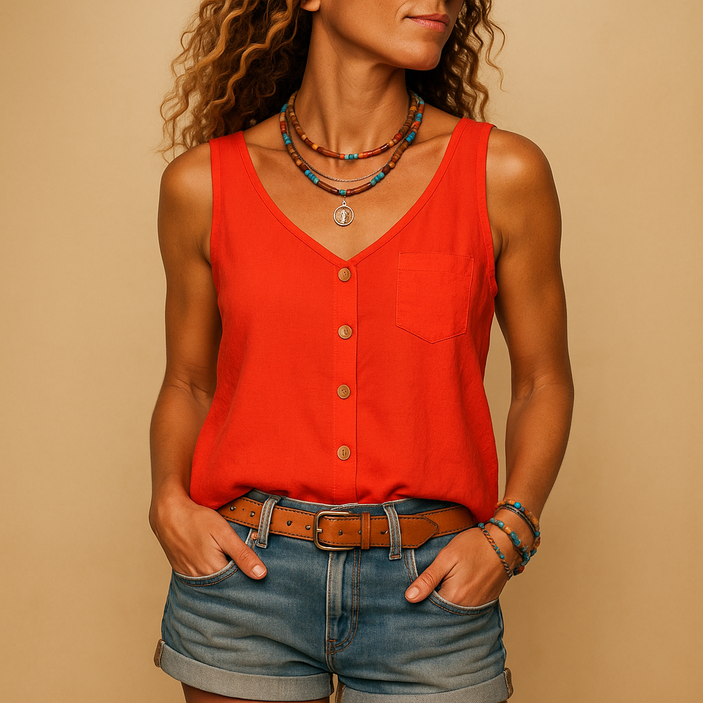 Sleeveless Women's V-Neck Tank Top | Going Out Tops - 7