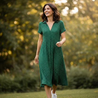Midi Shirt Dress Women | Elegant Short Sleeve Dress - 5