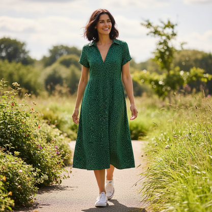 Midi Shirt Dress Women | Elegant Short Sleeve Dress - 4