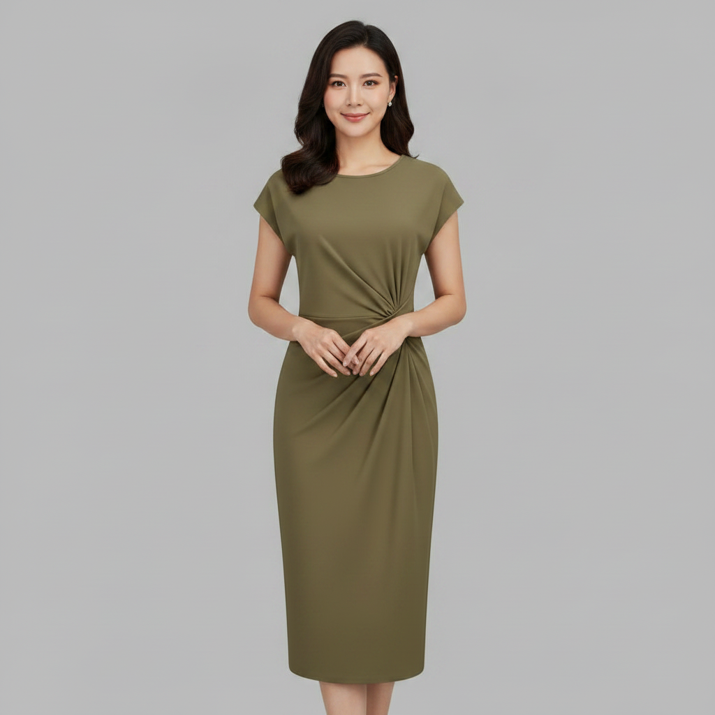 Elegant Midi Dress for Women | Knee-Length Summer Dress - 4