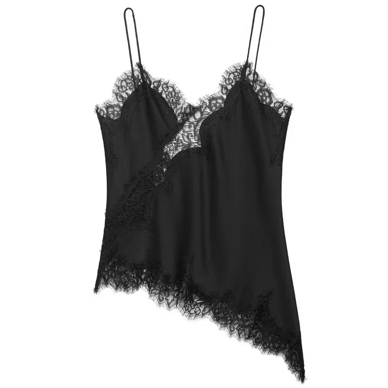 Asymmetric Slip-Top Black | Women's Camisole - 4