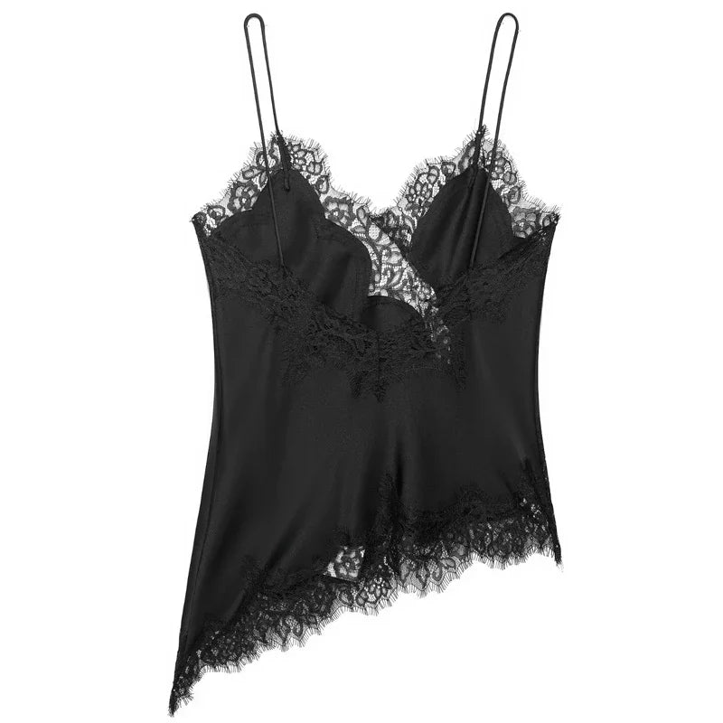 Asymmetric Slip-Top Black | Women's Camisole - 5