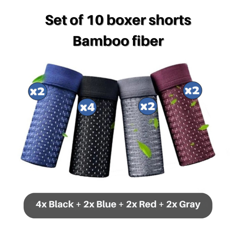 Men's Bamboo Boxer Shorts 10-Pack | Breathable Soft Underwear - 8