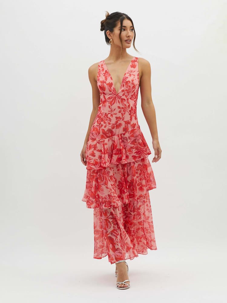 Floral Tiered Maxi Dress | Women's Wedding Guest Dresses - 3
