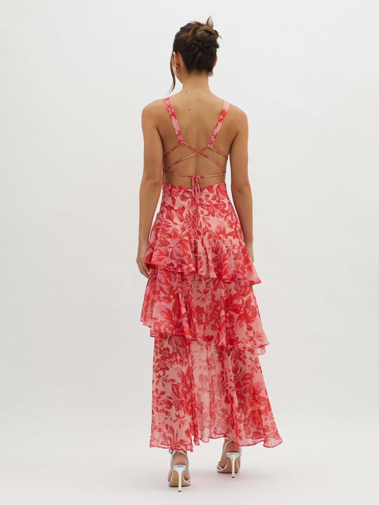 Floral Tiered Maxi Dress | Women's Wedding Guest Dresses - 4