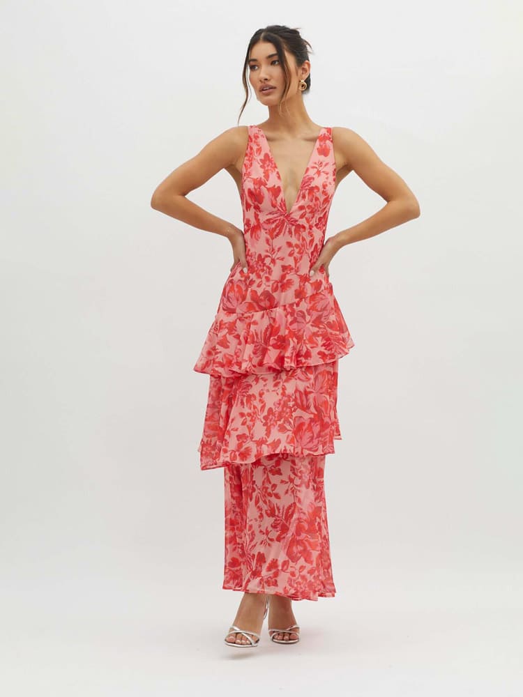 Floral Tiered Maxi Dress | Women's Wedding Guest Dresses - 5