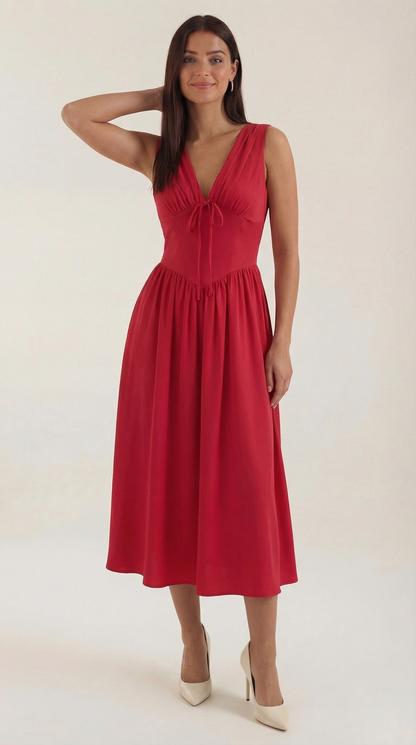 Black Midi Dress | Elegant Women's Summer Wedding Guest Dress - 11