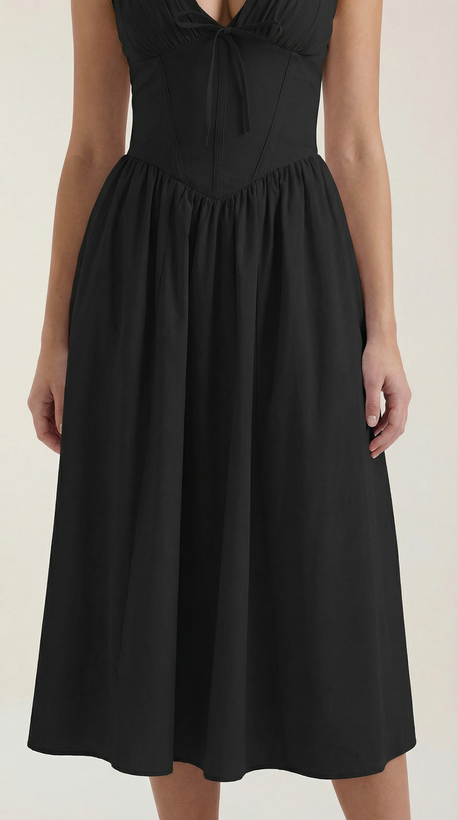 Black Midi Dress | Elegant Women's Summer Wedding Guest Dress - 3