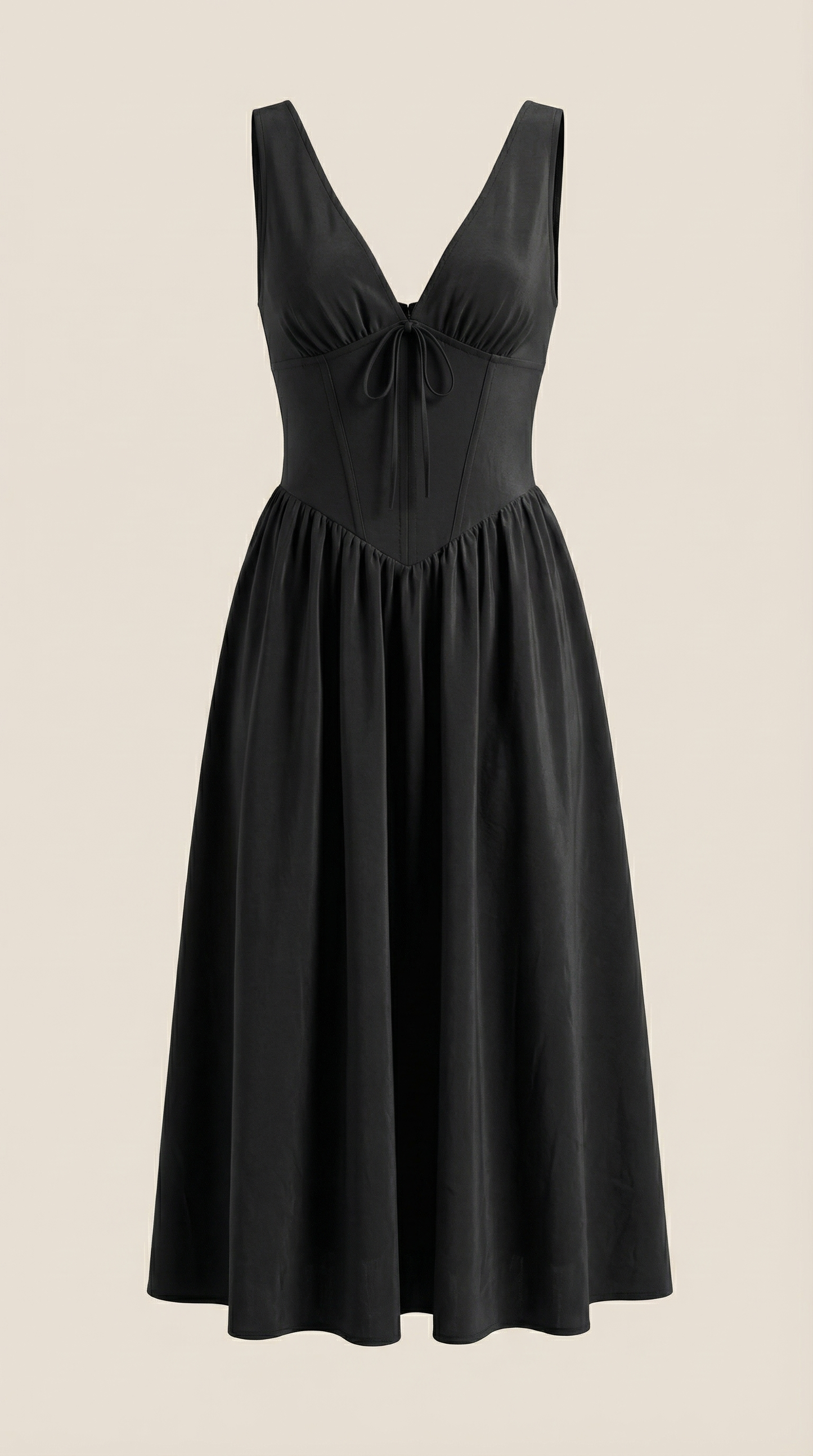 Black Midi Dress | Elegant Women's Summer Wedding Guest Dress - 5