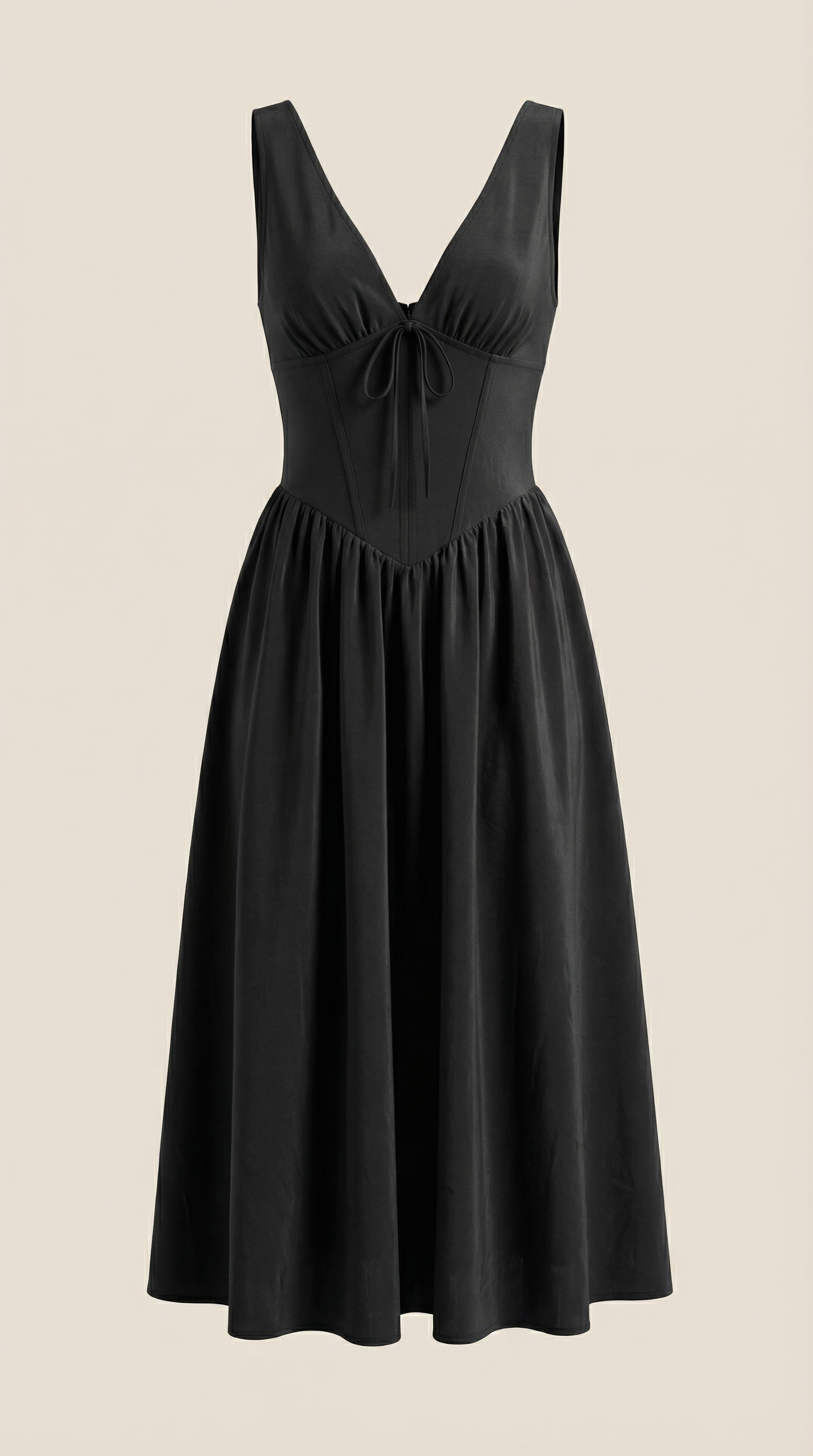 Black Midi Dress | Elegant Women's Summer Wedding Guest Dress - 5