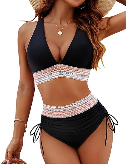 Women's V-Neck Bikini Set | High-Waist Swimwear - 1