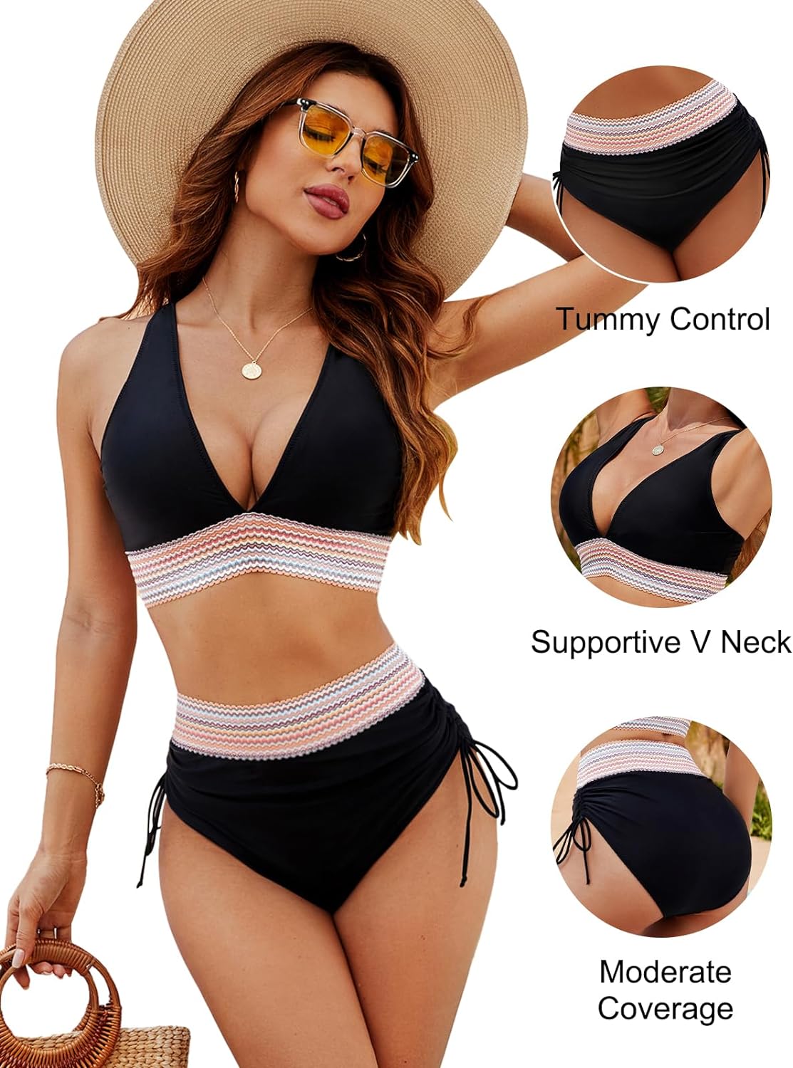 Women's V-Neck Bikini Set | High-Waist Swimwear - 5