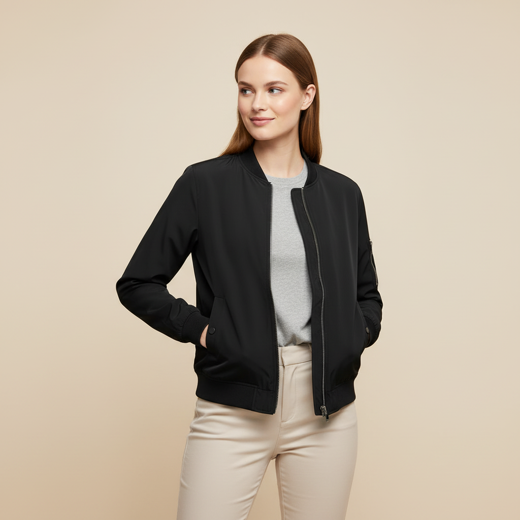 Women's Slim Fit Bomber Jacket | Short Casual Jacket - 1