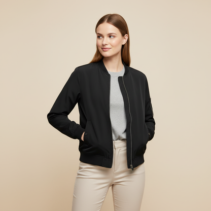Women's Slim Fit Bomber Jacket | Short Casual Jacket - 1