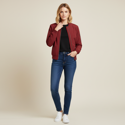 Women's Slim Fit Bomber Jacket | Short Casual Jacket - 2