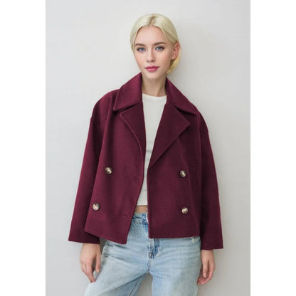 Women's Short Double-Breasted Jacket | Fashion Outerwear - 5