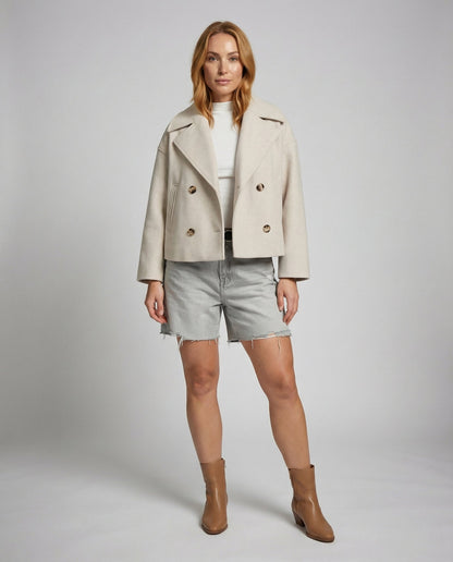 Women's Short Double-Breasted Jacket | Fashion Outerwear - 7