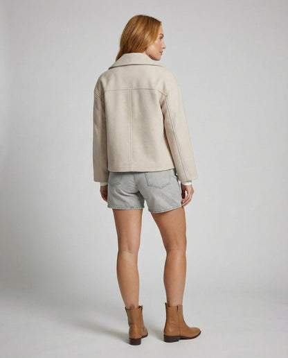 Women's Short Double-Breasted Jacket | Fashion Outerwear - 8