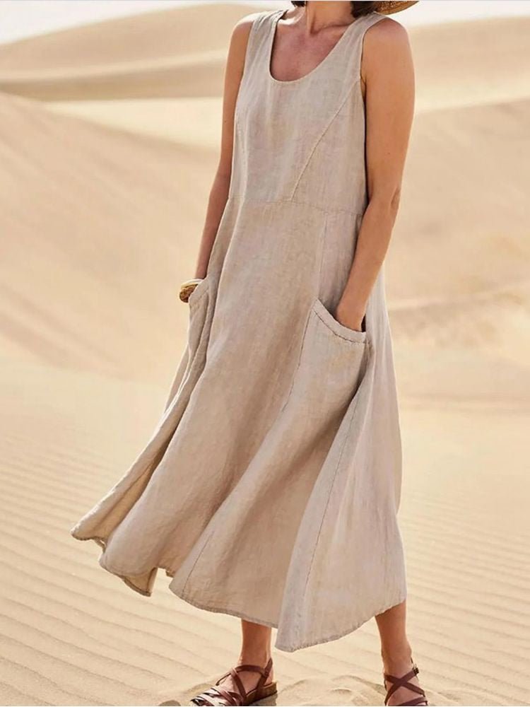 Women's Relaxed Fit Maxi Dress with Pockets | Casual Dress - 1