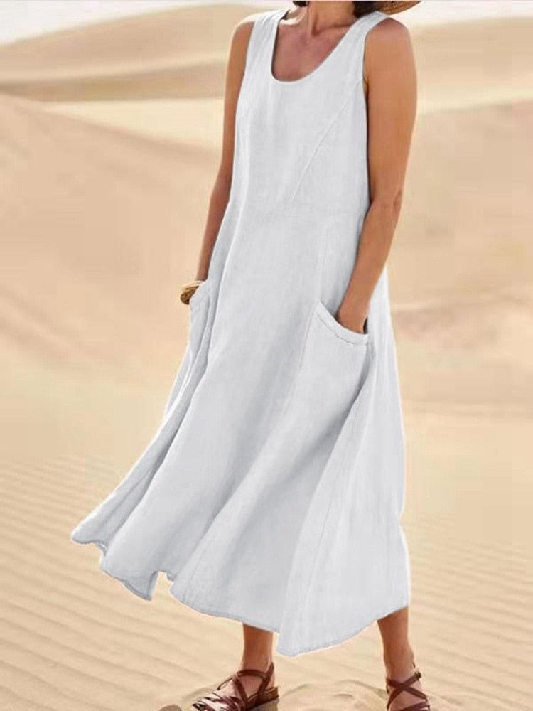Women's Relaxed Fit Maxi Dress with Pockets | Casual Dress - 2