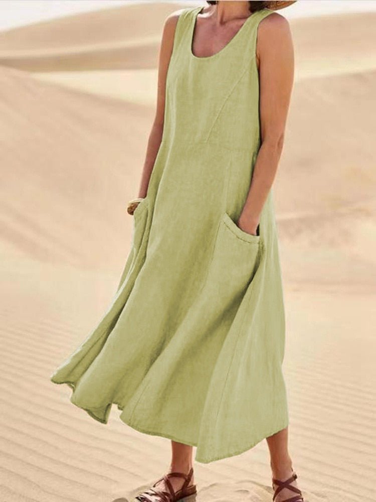 Women's Relaxed Fit Maxi Dress with Pockets | Casual Dress - 7