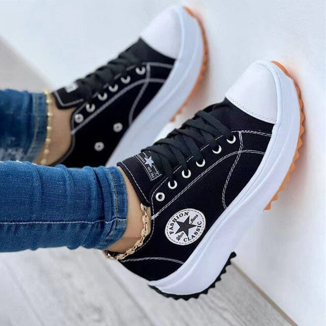 Women's Plateau Sneakers | Casual Thick Sole White Shoes - 3