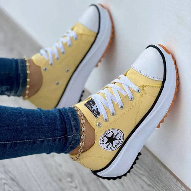 Women's Plateau Sneakers | Casual Thick Sole White Shoes - 4
