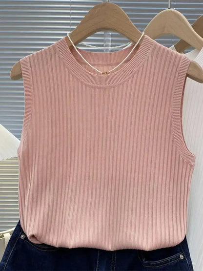 Women's White Tank Top | Sleeveless Knit Camisole - 12