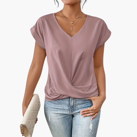 Women's Heart Neckline T-Shirt | Casual Summer Top - 1