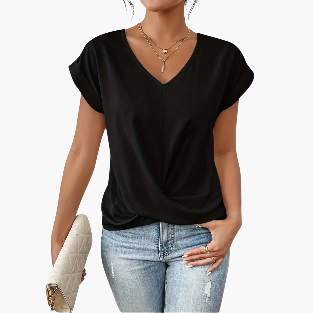 Women's Heart Neckline T-Shirt | Casual Summer Top - 2