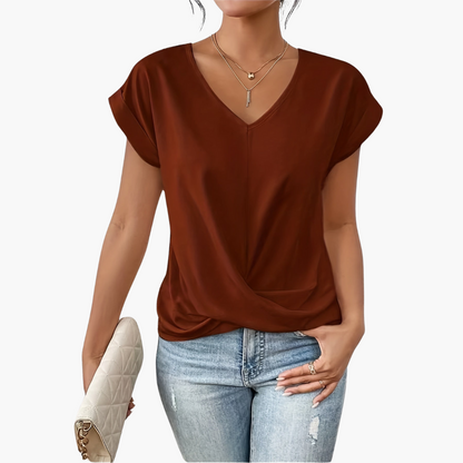 Women's Heart Neckline T-Shirt | Casual Summer Top - 3