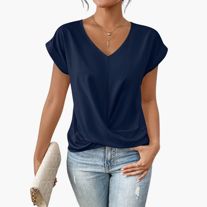 Women's Heart Neckline T-Shirt | Casual Summer Top - 4