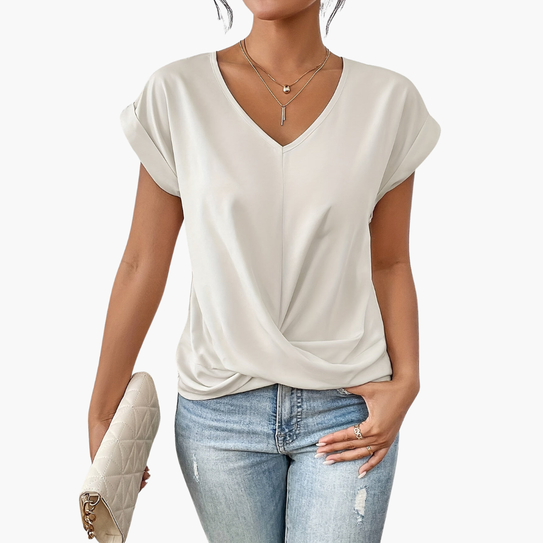 Women's Heart Neckline T-Shirt | Casual Summer Top - 5