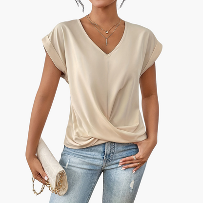 Women's Heart Neckline T-Shirt | Casual Summer Top - 7