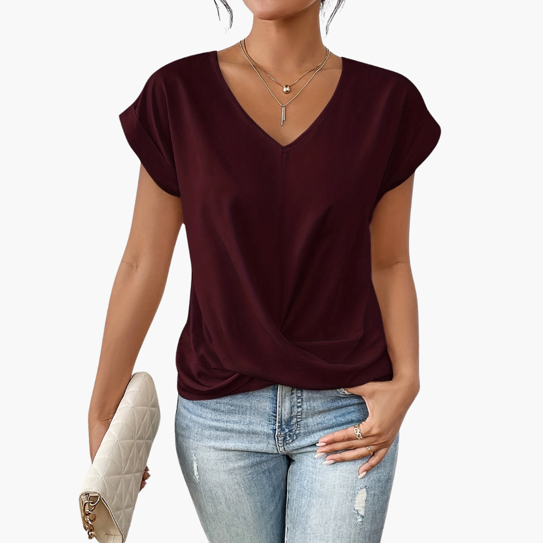 Women's Heart Neckline T-Shirt | Casual Summer Top - 8