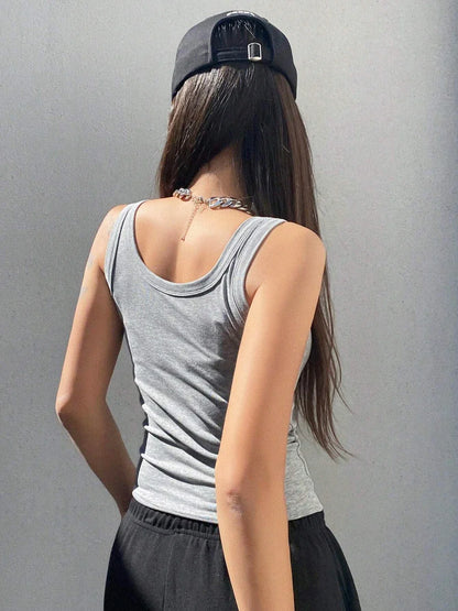 White Fitted Women's Tank Top | Sleeveless Summer Shirt - 5