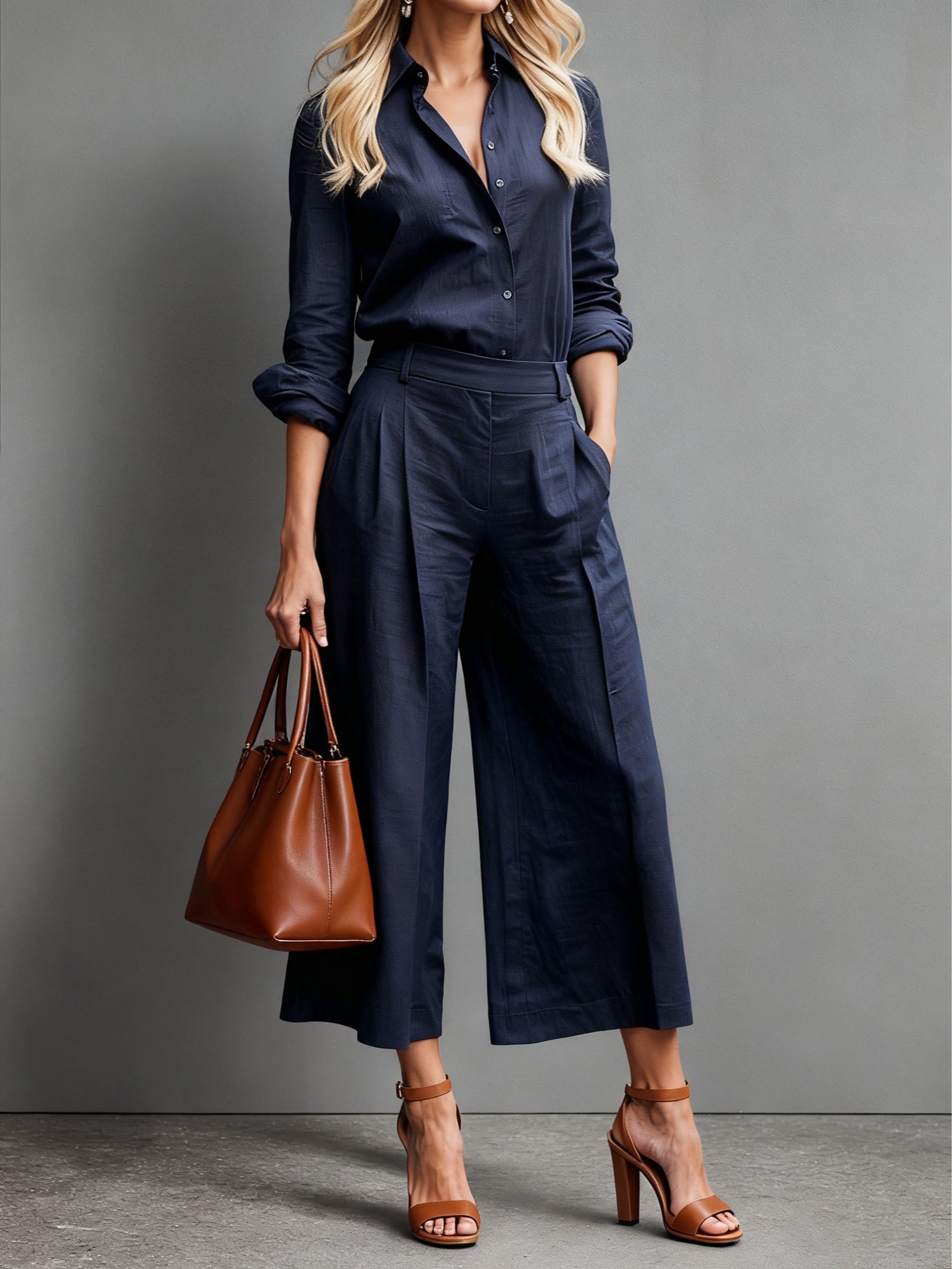 Women's Pink Capri Pants and Loose Shirt Set | Elegant Summer Outfit - 3