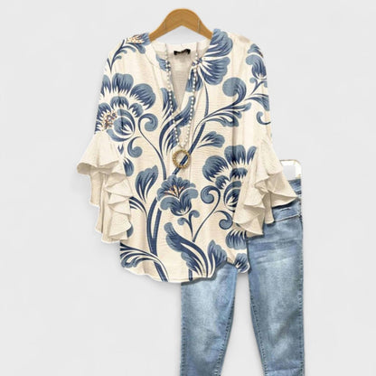 Elegant Women's Blouse | Lightweight Summer Top with Ruffle Sleeves - 1