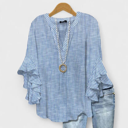Elegant Women's Blouse | Lightweight Summer Top with Ruffle Sleeves - 3