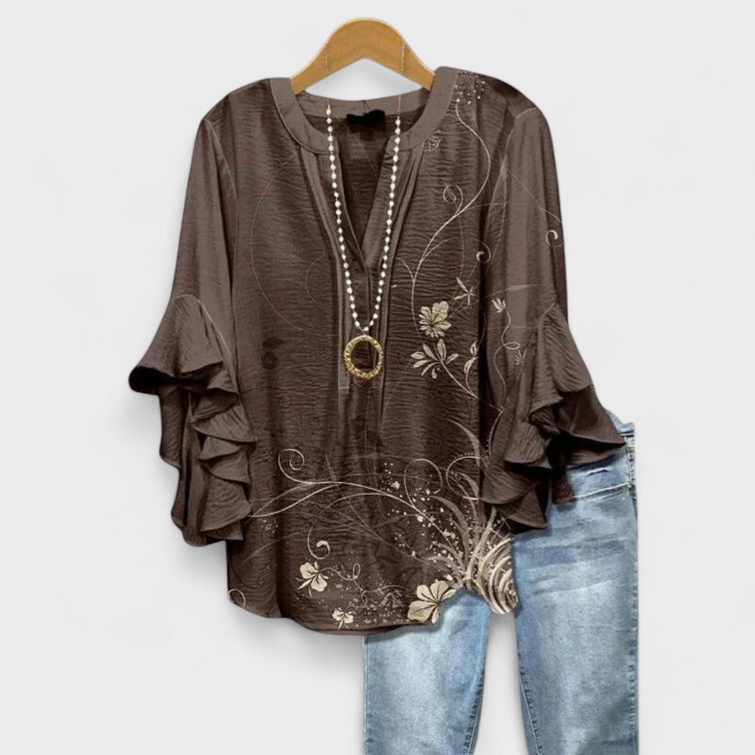 Elegant Women's Blouse | Lightweight Summer Top with Ruffle Sleeves - 4