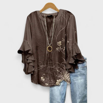 Elegant Women's Blouse | Lightweight Summer Top with Ruffle Sleeves - 4