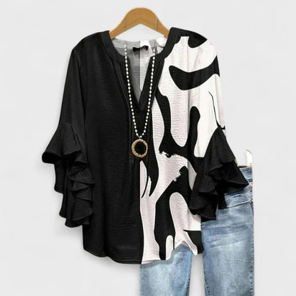 Elegant Women's Blouse | Lightweight Summer Top with Ruffle Sleeves - 5